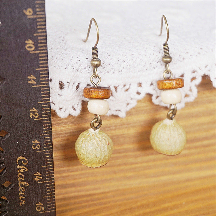 Wholesale Dried Fruit Trees Wooden Earrings